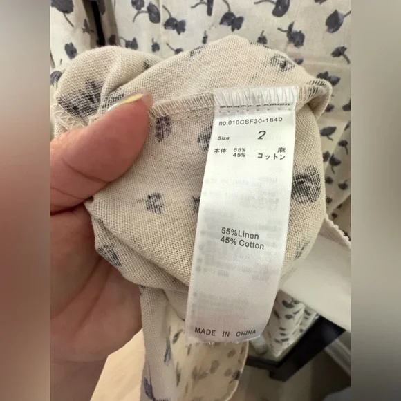 MOUSSY Linen-Cotton Button Up Dress with Floral Design (US 2) - Picture 5 of 5